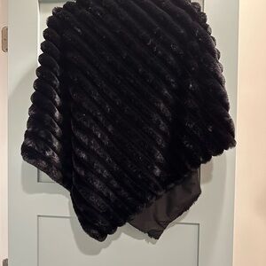 Luxurious Black Faux Fur Shawl